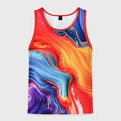 Майка-безрукавка мужская Красно-синие масляные краски смешение абстракция, цвет: 3D-красный