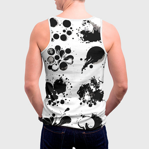 Мужская майка без рукавов Чёрно-белые кляксы - абстракция / 3D-Белый – фото 4