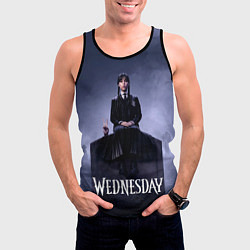 Майка-безрукавка мужская Уэнсдей и вещь на могиле Wednesday, цвет: 3D-черный — фото 2