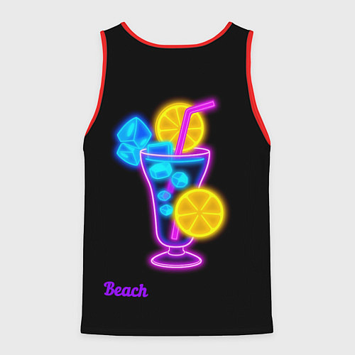 Мужская майка без рукавов Night beach / 3D-Красный – фото 2