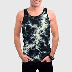Майка-безрукавка мужская Чёрно-синий разряд абстракция, цвет: 3D-черный — фото 2