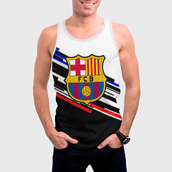 Майка-безрукавка мужская Barcelona полосы текстура спорт, цвет: 3D-белый — фото 2