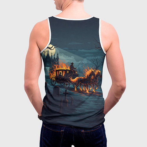 Мужская майка без рукавов Призраки в горящей конной повозке / 3D-Белый – фото 4