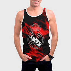 Майка-безрукавка мужская Real Madrid красный огонь, цвет: 3D-белый — фото 2