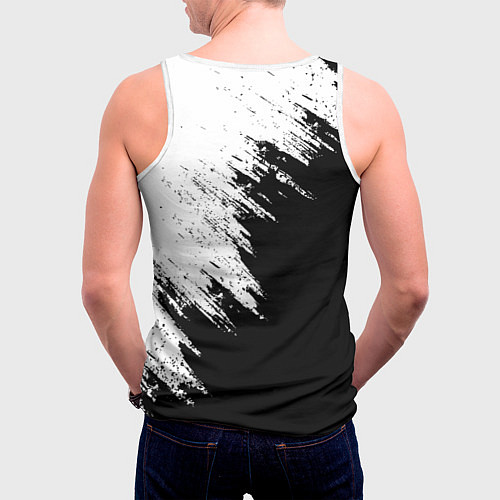 Мужская майка без рукавов Real Madrid текстура штрихи / 3D-Белый – фото 4