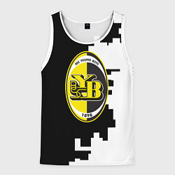 Мужская майка без рукавов Янг Бойз черно белая геометрия