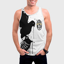 Майка-безрукавка мужская Ювентус черная птица краски, цвет: 3D-белый — фото 2