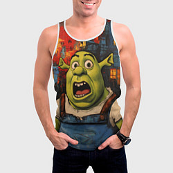 Майка-безрукавка мужская Удивленный Шрек, цвет: 3D-белый — фото 2