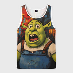 Майка-безрукавка мужская Удивленный Шрек, цвет: 3D-белый