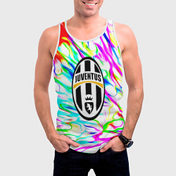 Майка-безрукавка мужская Ювентус жидкие краски текстура, цвет: 3D-белый — фото 2