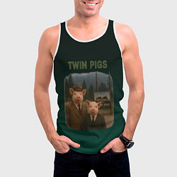 Майка-безрукавка мужская Twin Pigs пародия, цвет: 3D-белый — фото 2