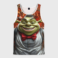 Майка-безрукавка мужская Шрек в деловом костюме, цвет: 3D-белый