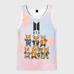 Майка-безрукавка мужская Корги BTS, цвет: 3D-белый