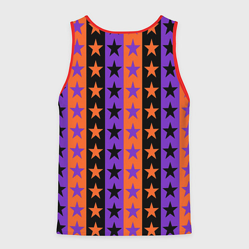 Мужская майка без рукавов Звёзды Хэллоуина паттерн полосатый / 3D-Красный – фото 2