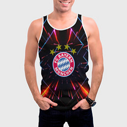 Майка-безрукавка мужская Бавария Мюнхен неоновая абстракция, цвет: 3D-белый — фото 2