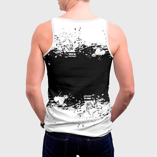 Мужская майка без рукавов Манчестер Юнайтед черно белые краски лого / 3D-Белый – фото 4