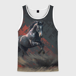 Майка-безрукавка мужская Лошадь в прыжке, цвет: 3D-белый