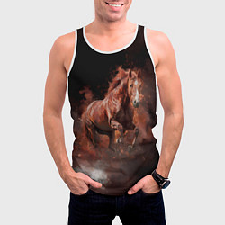 Майка-безрукавка мужская Коричневая лошадь в прыжке, цвет: 3D-белый — фото 2
