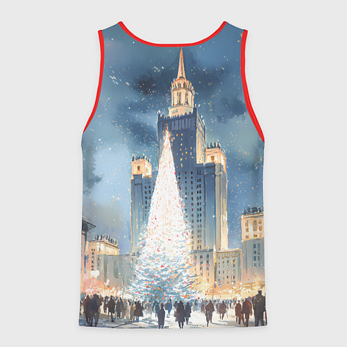 Мужская майка без рукавов Новый год в Москве / 3D-Красный – фото 2