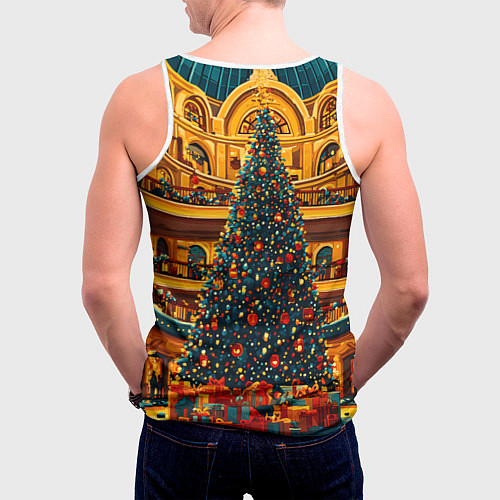 Мужская майка без рукавов Московская новогодняя елка / 3D-Белый – фото 4