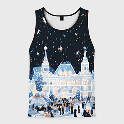 Майка-безрукавка мужская Салют в новогодней Москве, цвет: 3D-черный