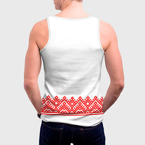 Мужская майка без рукавов Славянская вышиванка с узорами и оберегом / 3D-Белый – фото 4