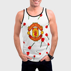 Майка-безрукавка мужская Манчестер Юнайтед розы паттерн, цвет: 3D-черный — фото 2