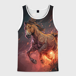 Майка-безрукавка мужская Огненная лошадь, цвет: 3D-белый