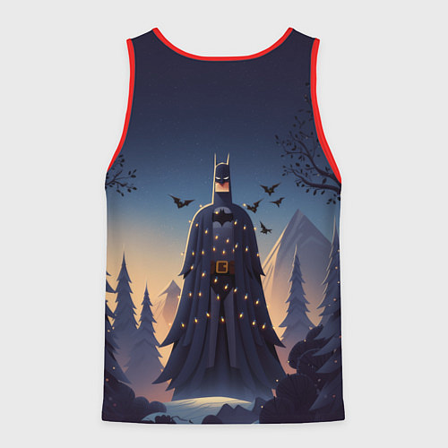 Мужская майка без рукавов Новогодний Бэтмен / 3D-Красный – фото 2