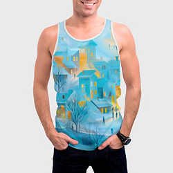 Майка-безрукавка мужская Новогодние Московские домики, цвет: 3D-белый — фото 2