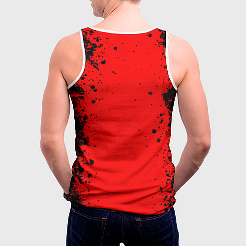 Мужская майка без рукавов Эмблема hitman на красном фоне / 3D-Белый – фото 4