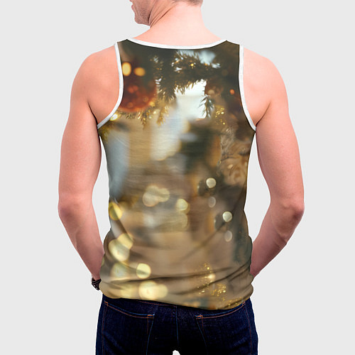 Мужская майка без рукавов Лошадка любуется елочным шаром / 3D-Белый – фото 4