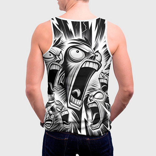 Мужская майка без рукавов Орущие рожицы и чёрные молнии - нейроарт / 3D-Белый – фото 4