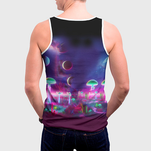 Мужская майка без рукавов Космонавт Шрук в неоновом скафандре на загадочной / 3D-Белый – фото 4