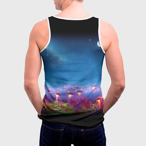 Мужская майка без рукавов Шрек бравый космонавт - неоновое свечение / 3D-Белый – фото 4