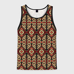 Майка-безрукавка мужская Славянский вышивной орнамент макошь, цвет: 3D-черный