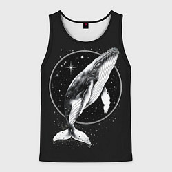 Майка-безрукавка мужская Кит в звездном ореоле, цвет: 3D-черный