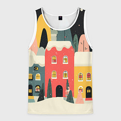 Мужская майка без рукавов Разноцветные новогодние дома