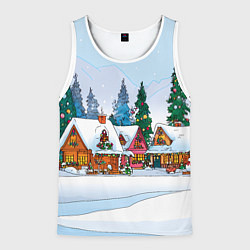Мужская майка без рукавов Новогодник дворик