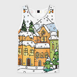 Майка-безрукавка мужская Новогодний снегопад, цвет: 3D-белый