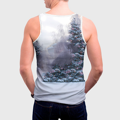 Мужская майка без рукавов Геометрическая новогодняя лошадка / 3D-Белый – фото 4