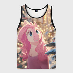 Мужская майка без рукавов Удивленная лошадка - Новый год