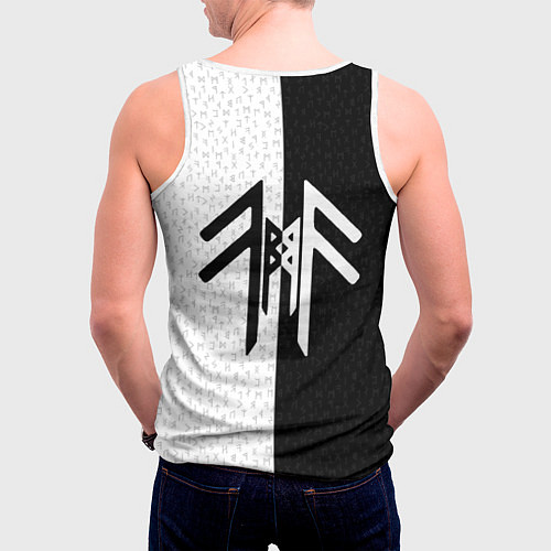 Мужская майка без рукавов Вегвизир и став бессмертия в рунах / 3D-Белый – фото 4