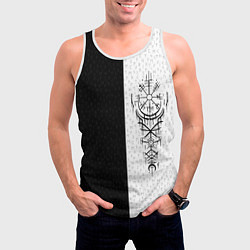 Майка-безрукавка мужская Вегвизир и став бессмертия в рунах, цвет: 3D-белый — фото 2