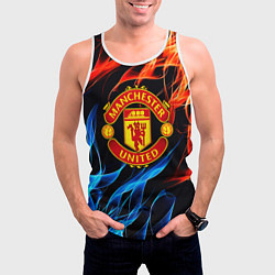 Майка-безрукавка мужская Манчестер Юнайтед огонь битва, цвет: 3D-белый — фото 2