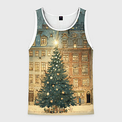 Мужская майка без рукавов Новогодний старый город