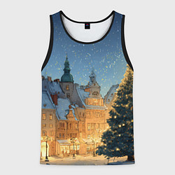 Майка-безрукавка мужская Новый год в старом городе, цвет: 3D-черный