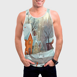 Майка-безрукавка мужская Милый новогодний дворик, цвет: 3D-белый — фото 2