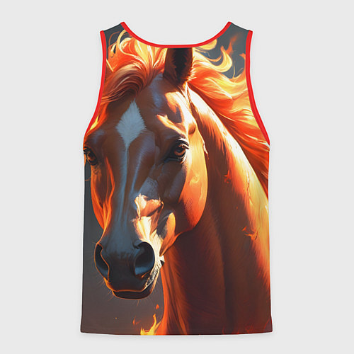 Мужская майка без рукавов Загадочная огненная лошадь / 3D-Красный – фото 2