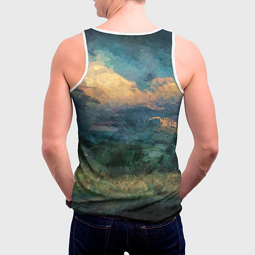 Мужская майка без рукавов Конь маслом / 3D-Белый – фото 4